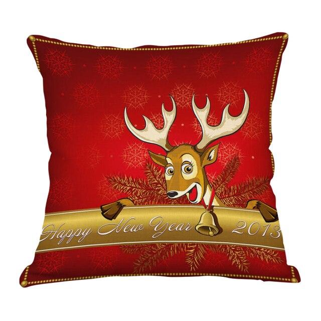 Christmas Xmas Red Pillow Case Tree Decoration Xmas Series Cushion Cover Case Pillow Zippered Square Pillowcase Santa Claus Cushion Cover Christmas Decorations For Home Snowman 45x45CM