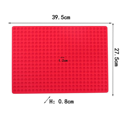 Circular Hole Silicone Grill Mat BBQ Mat Barbecue Roast Chicken Mat Baking Pan Mat Multifunctional Microwave Mat Table Placemat Pyramid Pan Non Stick Fat Reducing Silicone Baking Mat Oven Cooking Baking BBQ Mat Sheets