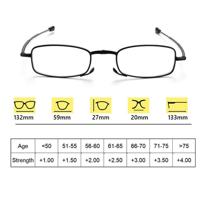 Classic Fashionable Folding Reading Glasses With Case  For Men Women Telescopic Rotation Eyeglasses Includes Glasses Case Blue Light Blocking Reading Glasses Folding Reading Glasses, Small Folding Readers for Men Women