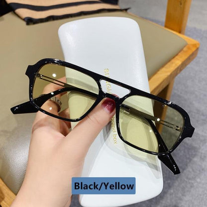 Classic Fashionable Retro Shape Double Bridges Style Women Sunglasses Polarized Square  Sunglasses for Women Men Classic Pink Gradient Eyewear Trending Sunglasses