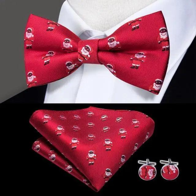 Classic Green Bow Ties Men Silk Butterfly Tie  With Pocket Square And Cufflinks Set For Men Elegant Design Wedding Party Bowties Solid Color Gentleman Bow Tie And Pocket Square Cufflink Set