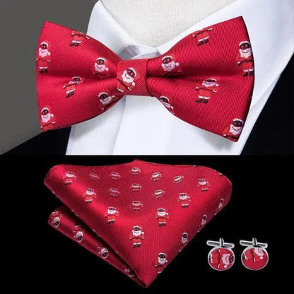Classic Green Bow Ties Men Silk Butterfly Tie  With Pocket Square And Cufflinks Set For Men Elegant Design Wedding Party Bowties Solid Color Gentleman Bow Tie And Pocket Square Cufflink Set