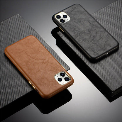 Classic Leather Case Compatible with iPhone Slim Leather Protective Case Midnight Green Luxury Genuine Leather Cover For iPhone 14 Pro 13 12 11 Pro Max X XS XR 7 8 Plus Case Vintage Leather Business Men Iphone Case