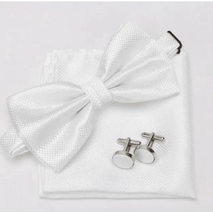 Classic Men Bowtie  Cufflinks Set Casual Men's Fashionable Style Solid Color Bowties Elegant Accessories