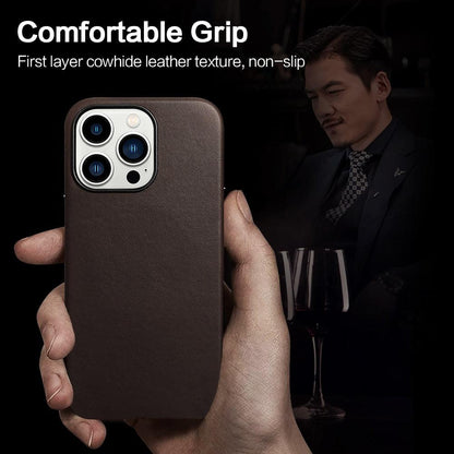 Classic Simple Brown Black Shockproof Drop Proof Phone Case Protective Genuine Leather Case for iPhone 13 Pro Max Business Case for iPhone 13 Mini Classic Magnetic Charging Phone Back Cover