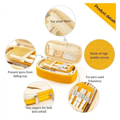 Colorful Pencil Organizer Pouch Pen Holder School Supplies Portable Travel Simple Storage Box Easy Grip Handle
