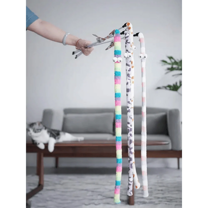 Colorful Rod Wand Feather Teaser Exerciser For Cats Soft Funny Interactive Toy For Pets Cute Cat Accessories