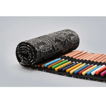 Colorful Roll Up Pencil Case Canvas Flowers Style Colored Pencils Wrap Multi-Purpose Pen Holder Cute Case