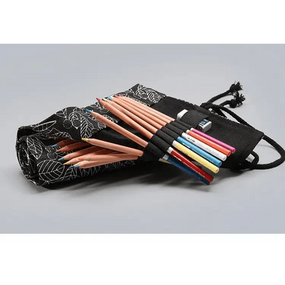 Colorful Roll Up Pencil Case Canvas Flowers Style Colored Pencils Wrap Multi-Purpose Pen Holder Cute Case
