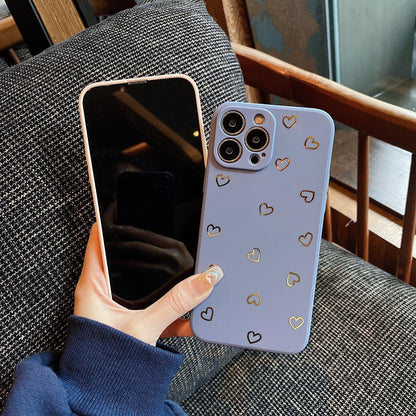 Colorful Silicone Case Soft Protection Cute Pattern Cute Little Heart Phone Case For iPhone 14 Pro Max 13 12 11 X XR XS Max 7 8 Plus Silicone Camera Back Case Cover
