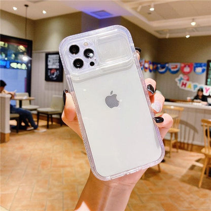 Colorful Translucent Slide Camera Lens Protection Shockproof Phone Case for iPhone Transparent Shockproof Phone Case For iPhone 13 12 11 Pro Max XR XS Max Slide Camera Lens Protection Clear Back Cover