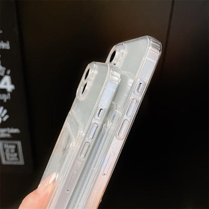 Colorful Transparent Holographic Love Heart Cute Case Transparent Gradient Love Heart Pattern Wallet Card Phone Case For iPhone 13 12 11 Pro Max X XR XS 7 8 6 Plus Minimalist Design Phone Case