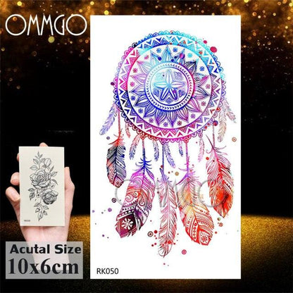 Colorful Tribal Tattoo Feather Temporary Tattoos Custom Waterproof Modern Tatoos Luxury Design