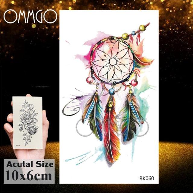 Colorful Tribal Tattoo Feather Temporary Tattoos Custom Waterproof Modern Tatoos Luxury Design