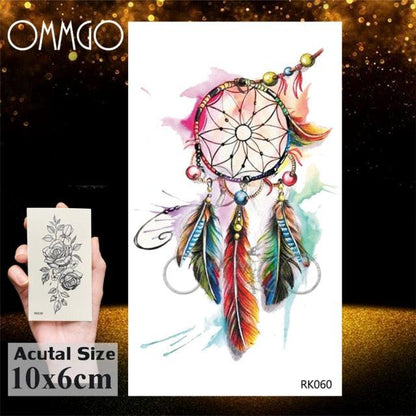 Colorful Tribal Tattoo Feather Temporary Tattoos Custom Waterproof Modern Tatoos Luxury Design
