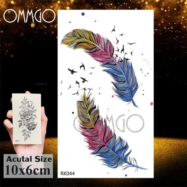 Colorful Tribal Tattoo Feather Temporary Tattoos Custom Waterproof Modern Tatoos Luxury Design