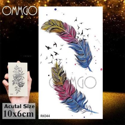 Colorful Tribal Tattoo Feather Temporary Tattoos Custom Waterproof Modern Tatoos Luxury Design