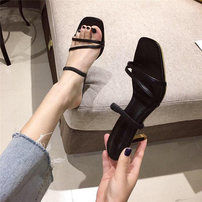 Colorful Women Sandals Slides Slippers Square Open Toe Slip On Thin Mid Heels Pumps Casual Narrow Band Open Toe Sandals Flip Flops Slip On Fashion Dress Heels Back High Heel Slide Slipper
