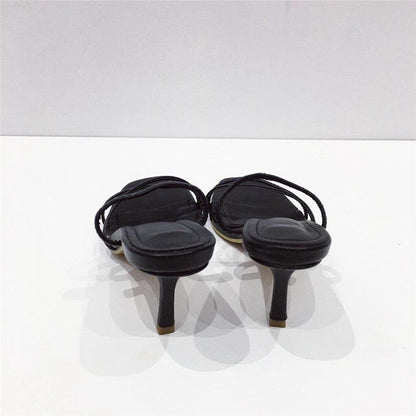 Colorful Women Sandals Slides Slippers Square Open Toe Slip On Thin Mid Heels Pumps Casual Narrow Band Open Toe Sandals Flip Flops Slip On Fashion Dress Heels Back High Heel Slide Slipper