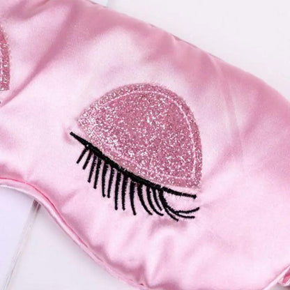 Comfortable Pink Silk Elegant Sleeping Mask Long Eyelash Sleeping Eye Mask Soft Sleeping Mask With Elastic Strap Breathable Lightweight Blindfold For Women Eye Cover Eyeshade With Luxury Bag
