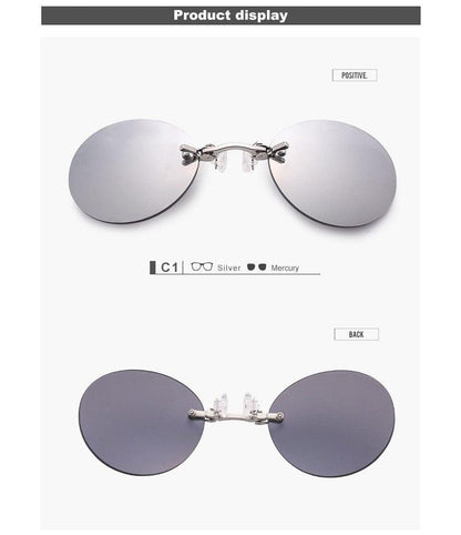 Convenient And Lightweight Sun Protection Sunglasses New Clip On Nose Glasses New Round Rimless Matrix Shape Sunglasses For Men & Women  Mini Frameless Vintage Sunglasses For men
