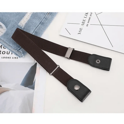 Cool Buckle-Free Stretch Elastic Waist Belt Unisex Style No Buckle Fashion Waistbands For Men And Women Simple Black Stretch Belt Invisible Elastic Belt For Jeans Pants Dresses
