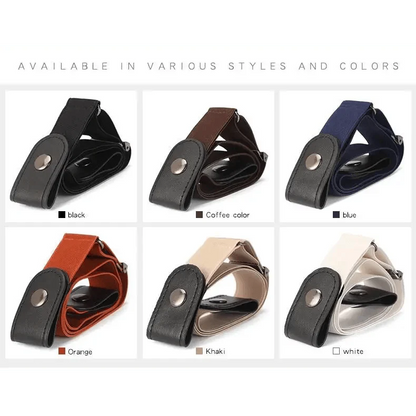 Cool Buckle-Free Stretch Elastic Waist Belt Unisex Style No Buckle Fashion Waistbands For Men And Women Simple Black Stretch Belt Invisible Elastic Belt For Jeans Pants Dresses