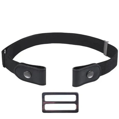 Cool Buckle-Free Stretch Elastic Waist Belt Unisex Style No Buckle Fashion Waistbands For Men And Women Simple Black Stretch Belt Invisible Elastic Belt For Jeans Pants Dresses
