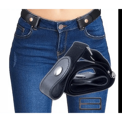 Cool Buckle-Free Stretch Elastic Waist Belt Unisex Style No Buckle Fashion Waistbands For Men And Women Simple Black Stretch Belt Invisible Elastic Belt For Jeans Pants Dresses