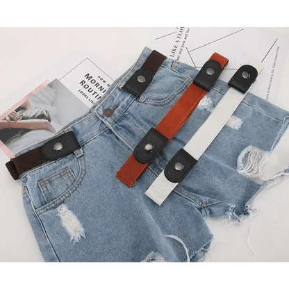 Cool Buckle-Free Stretch Elastic Waist Belt Unisex Style No Buckle Fashion Waistbands For Men And Women Simple Black Stretch Belt Invisible Elastic Belt For Jeans Pants Dresses