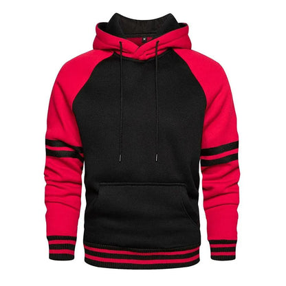 Cool Men's Patchwork Hooded Sweatshirt Hoodies Sport Clothing Casual Loose Fleece Warm Streetwear Modern Male Fashion Autumn Winter Outwear  Long Sleeve Pleated Comfy Round Neck Mens Sweatshirts Workout Sport Casual Hoodie