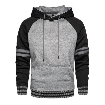 Cool Men's Patchwork Hooded Sweatshirt Hoodies Sport Clothing Casual Loose Fleece Warm Streetwear Modern Male Fashion Autumn Winter Outwear  Long Sleeve Pleated Comfy Round Neck Mens Sweatshirts Workout Sport Casual Hoodie