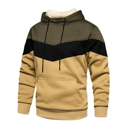 Cool Men's Patchwork Hooded Sweatshirt Hoodies Sport Clothing Casual Loose Fleece Warm Streetwear Modern Male Fashion Autumn Winter Outwear  Long Sleeve Pleated Comfy Round Neck Mens Sweatshirts Workout Sport Casual Hoodie