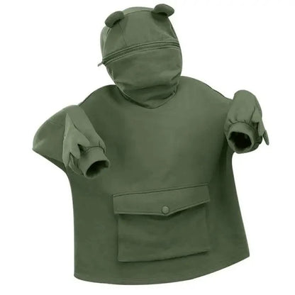 Cool Women Hoodie Perfect Sleeping Frog Pullover Winter Sense Hooded Modern Casual Sweatshirts Cute Funny Style Comfortable Frog Pullover Hoodie For Women