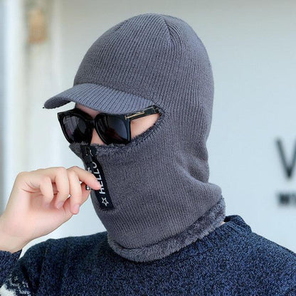 Coral Fleece Winter Women Knitted Hats Add Fur Warm Winter Hats For Women With Zipper Keep Face Warmer Balaclava Pompoms Cap Balaclava Gorgas Bonnet Knitted Hat Windproof Ski Mask Cold Weather Face Mask Motorcycle Balaclava Hood Warmer Winter Sports Cap