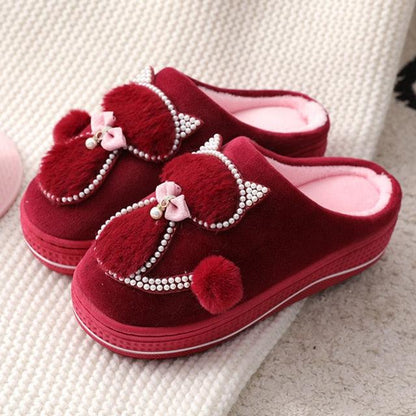 Cotton Women Cute Slippers Indoor Shoes For Women Winter Home Slippers Warm Footwear Winter Cotton Slippers Memory Foam House Slippers Cozy Fluffy Bedroom Couples Slippers