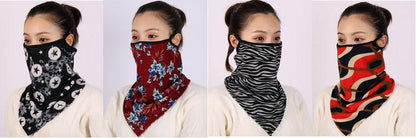 Cotton Women Mask Scarf Face Mascarillas Wraps Floral Print Lady Warm Neck Scarves Foulard Bandana Reusable Outdoor Riding Masks Scarf Neck Gaiter Headwear Headband Head Wrap Scarf Mask Neck Ear Warmers Headbands Perfect Bandana