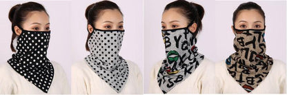 Cotton Women Mask Scarf Face Mascarillas Wraps Floral Print Lady Warm Neck Scarves Foulard Bandana Reusable Outdoor Riding Masks Scarf Neck Gaiter Headwear Headband Head Wrap Scarf Mask Neck Ear Warmers Headbands Perfect Bandana