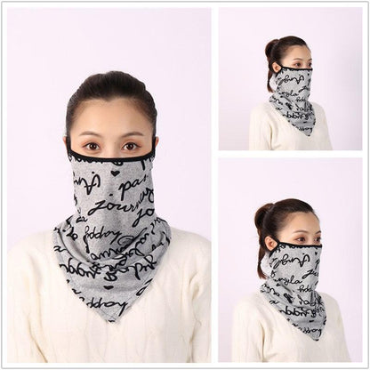Cotton Women Mask Scarf Face Mascarillas Wraps Floral Print Lady Warm Neck Scarves Foulard Bandana Reusable Outdoor Riding Masks Scarf Neck Gaiter Headwear Headband Head Wrap Scarf Mask Neck Ear Warmers Headbands Perfect Bandana