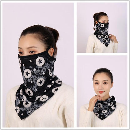 Cotton Women Mask Scarf Face Mascarillas Wraps Floral Print Lady Warm Neck Scarves Foulard Bandana Reusable Outdoor Riding Masks Scarf Neck Gaiter Headwear Headband Head Wrap Scarf Mask Neck Ear Warmers Headbands Perfect Bandana