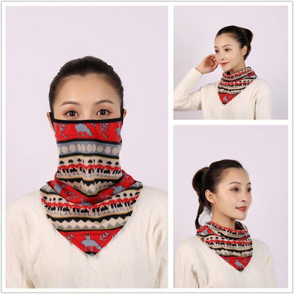 Cotton Women Mask Scarf Face Mascarillas Wraps Floral Print Lady Warm Neck Scarves Foulard Bandana Reusable Outdoor Riding Masks Scarf Neck Gaiter Headwear Headband Head Wrap Scarf Mask Neck Ear Warmers Headbands Perfect Bandana