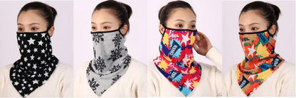 Cotton Women Mask Scarf Face Mascarillas Wraps Floral Print Lady Warm Neck Scarves Foulard Bandana Reusable Outdoor Riding Masks Scarf Neck Gaiter Headwear Headband Head Wrap Scarf Mask Neck Ear Warmers Headbands Perfect Bandana