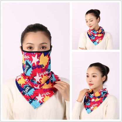 Cotton Women Mask Scarf Face Mascarillas Wraps Floral Print Lady Warm Neck Scarves Foulard Bandana Reusable Outdoor Riding Masks Scarf Neck Gaiter Headwear Headband Head Wrap Scarf Mask Neck Ear Warmers Headbands Perfect Bandana