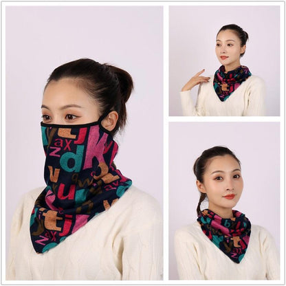 Cotton Women Mask Scarf Face Mascarillas Wraps Floral Print Lady Warm Neck Scarves Foulard Bandana Reusable Outdoor Riding Masks Scarf Neck Gaiter Headwear Headband Head Wrap Scarf Mask Neck Ear Warmers Headbands Perfect Bandana