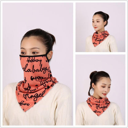 Cotton Women Mask Scarf Face Mascarillas Wraps Floral Print Lady Warm Neck Scarves Foulard Bandana Reusable Outdoor Riding Masks Scarf Neck Gaiter Headwear Headband Head Wrap Scarf Mask Neck Ear Warmers Headbands Perfect Bandana