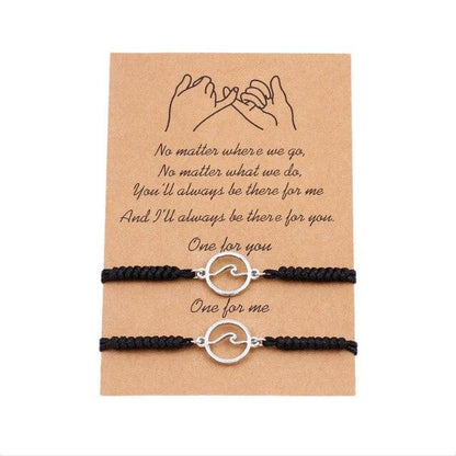 Couple Magnets Bracelets Ocean Waves Charm Pinky Promise Bracelets Adjustable For Women Men Friendship Valentine's Day Couple Bracelet For Women Love Friendship Rope Braided Distance Bangle Magnetic Bracelets Paired Jewelry Bracelet