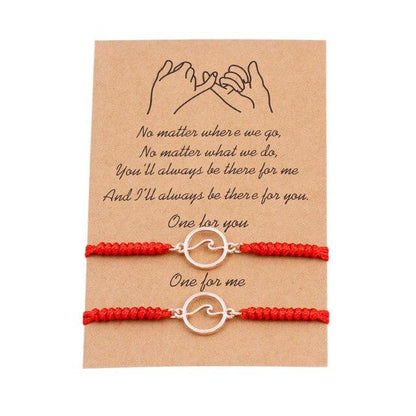 Couple Magnets Bracelets Ocean Waves Charm Pinky Promise Bracelets Adjustable For Women Men Friendship Valentine's Day Couple Bracelet For Women Love Friendship Rope Braided Distance Bangle Magnetic Bracelets Paired Jewelry Bracelet