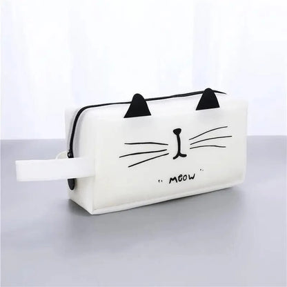 Creative Leather Black Large Capacity  Pencil Pouch For Students Unique Colors Stationery Office Pencil Cases