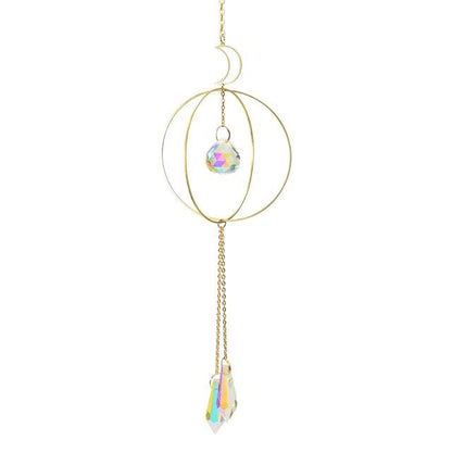 Crystal Ball Star Moon Sun Ring Rainbow Catcher Crystal Pendant Hanging Crystal Sun catcher Ornament Prism Stone Beads Ornament Home Window Wind-chimes Car Decoration