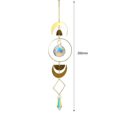 Crystal Ball Star Moon Sun Ring Rainbow Catcher Crystal Pendant Hanging Crystal Sun catcher Ornament Prism Stone Beads Ornament Home Window Wind-chimes Car Decoration